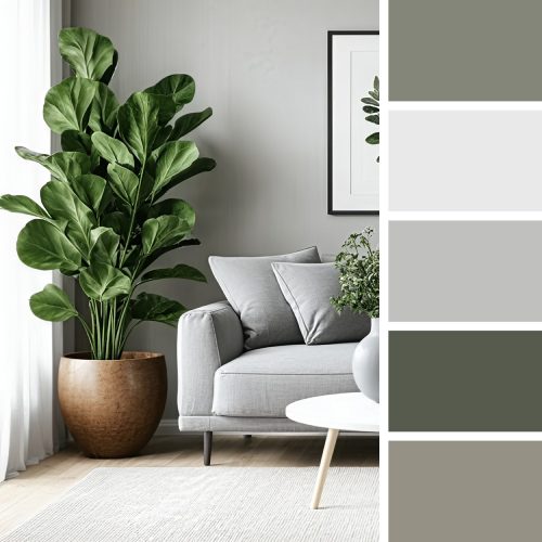 Modern Gray Scandinavian Living Room 4 color palette
