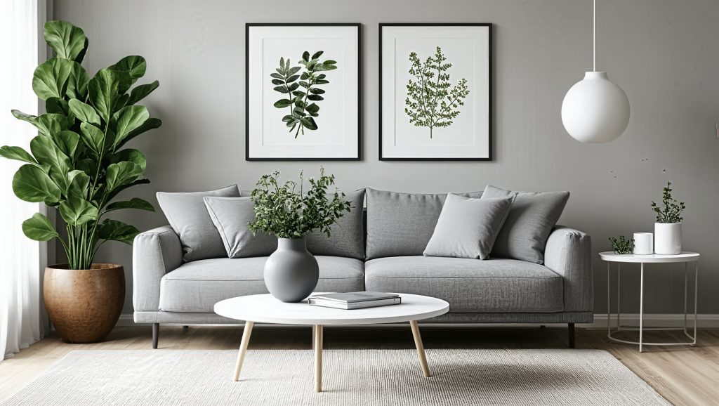 gray Scandinavian Living Room